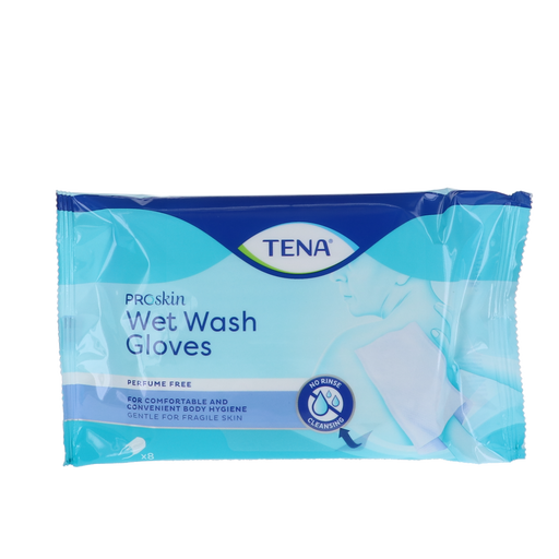 TENA Proskin Wet Wash Gloves, geurloos, 8 stuks