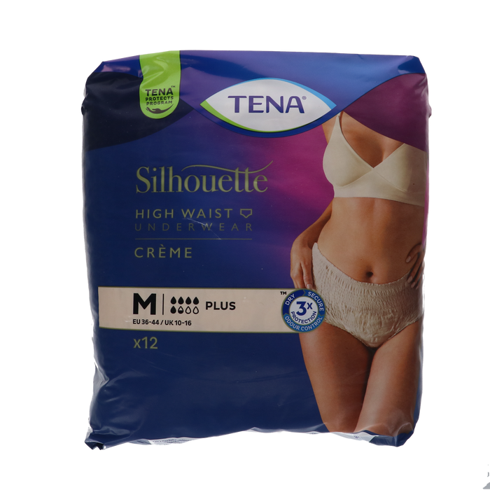 TENA Silhouette Plus creme - Hoge Taille - Medium, 12 stuks