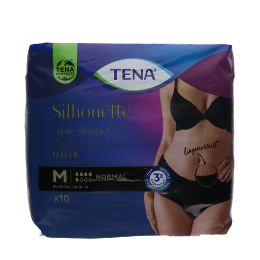 TENA Silhouette Normal zwart - Lage Taille - Medium, 10 stuks