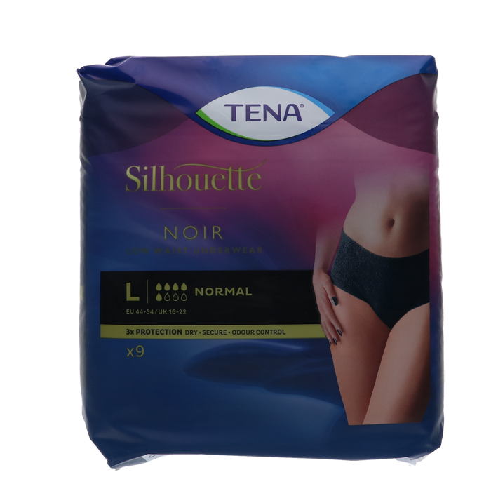 TENA Silhouette Normal zwart - Lage Taille - Large, 9 stuks