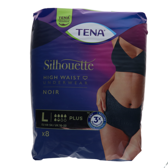 TENA Silhouette Plus zwart - Hoge Taille - Large, 8 stuks