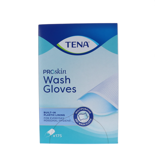 TENA Proskin Wash Gloves (plastic binnenzijde), 175 stuks