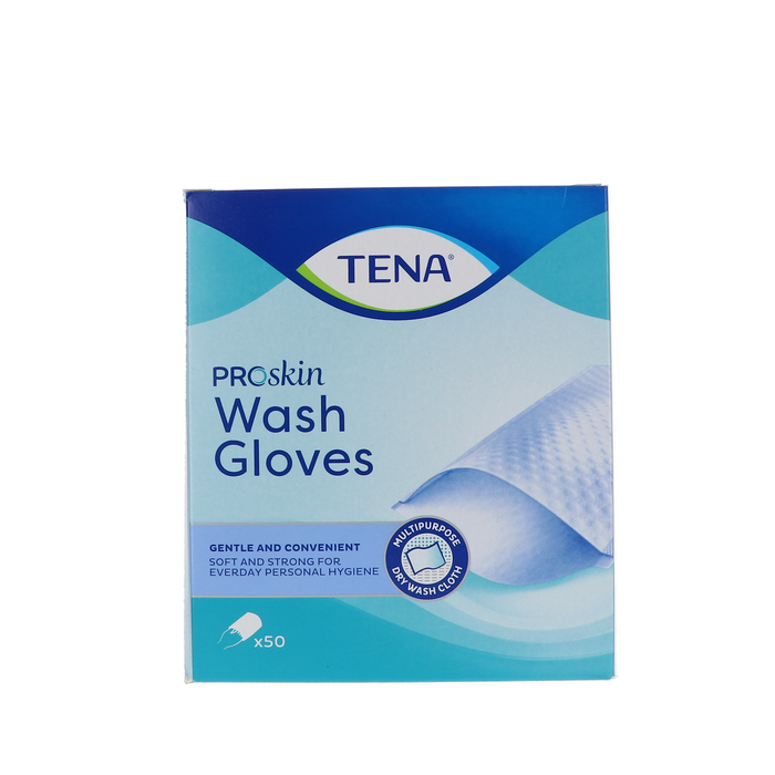 TENA Proskin Wash Gloves, 50 stuks