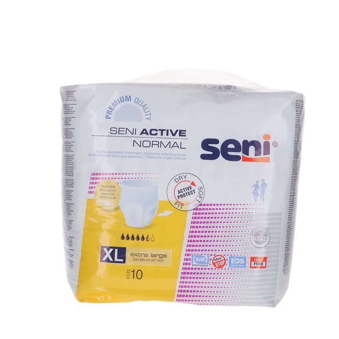 Afbeelding van Seni Active Normal X-Large in incontinentiebroekjes verpakking van 10 stuks.